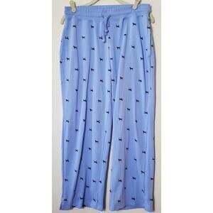 The Black Dog Womens M Sweat Pants Beach Crop Ankle Cotton Sky Blue Pockets